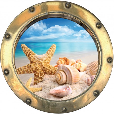 Sticker hublot trompe l'oeil Etoile de mer