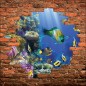 Sticker mural trompe l'oeil poissons tropicaux