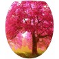 Stickers WC, stickers abattant de WC arbre feuille rose