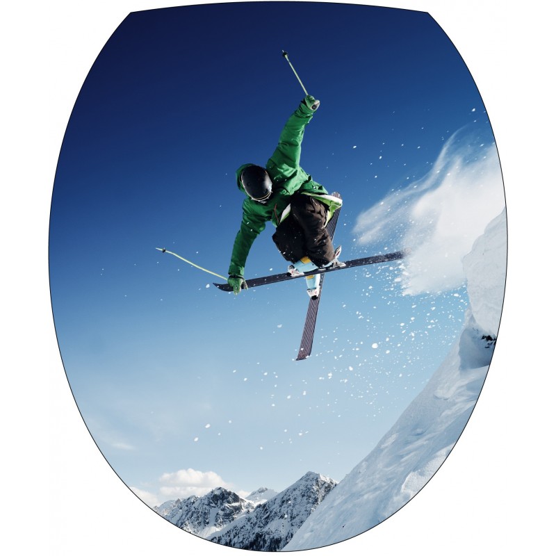 Stickers WC, stickers abattant de WC skieur