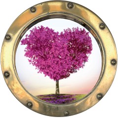 Sticker hublot trompe L'oeil Arbre en Coeur