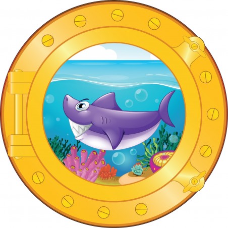 Sticker hublot trompe L'oeil enfant requin