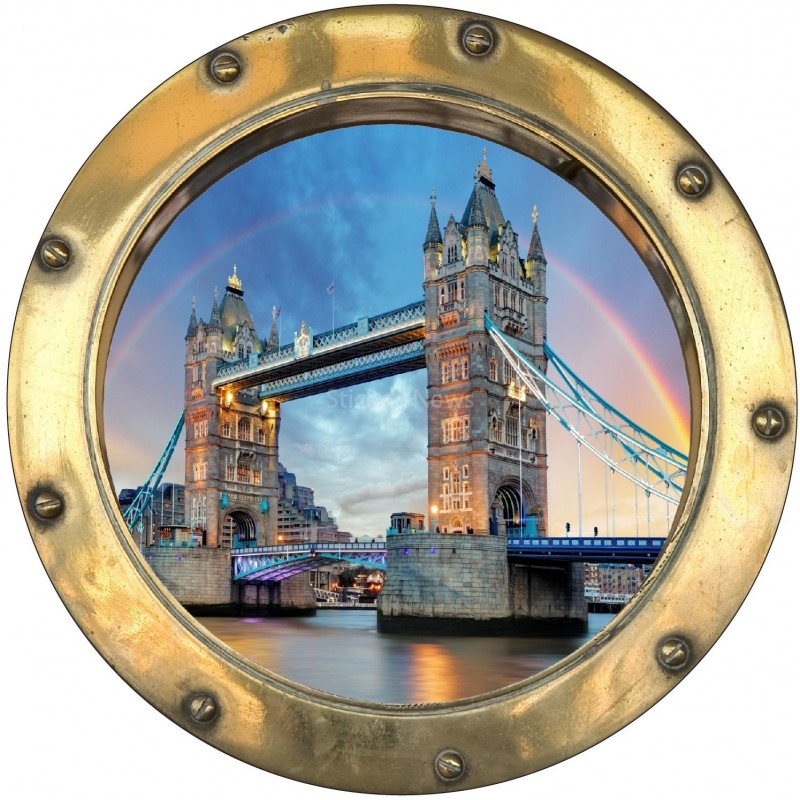 Sticker hublot trompe L'oeil Londres