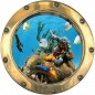 Stickers hublot trompe L'oeil Poissons