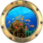 Stickers hublot trompe L'oeil Poissons Rouge