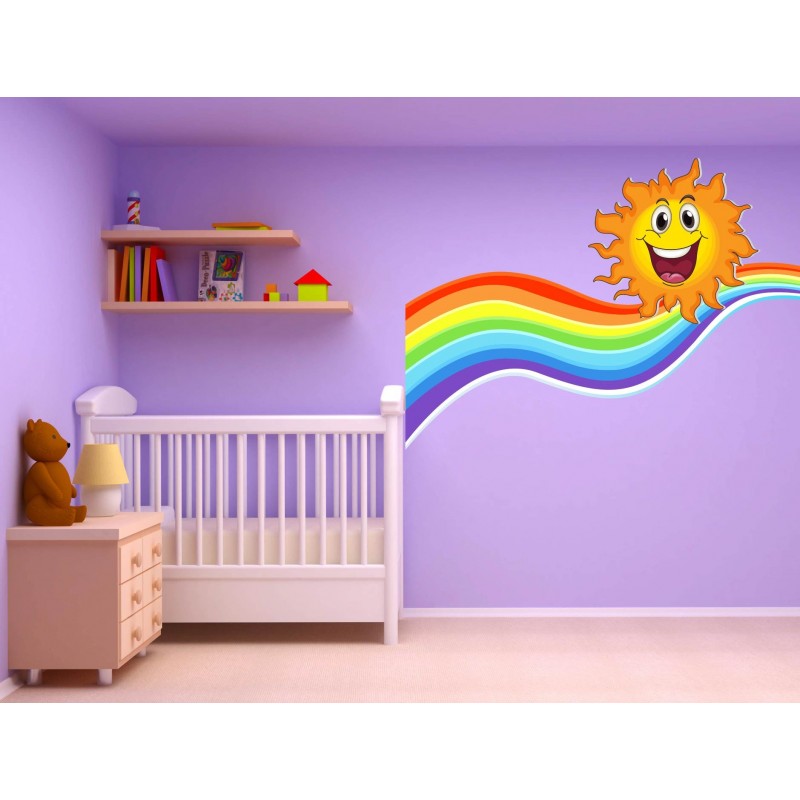 Stickers autocollant chambre d'enfant Soleil Arc en ciel 17560