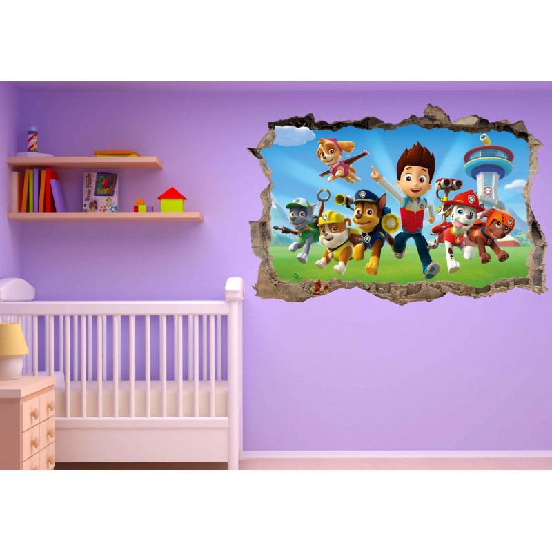 Stickers 3D trompe l'oeil Paw Patrol Pat Patrouille réf 23234