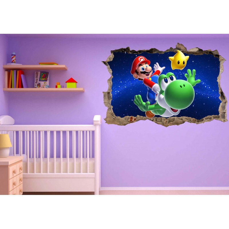 Stickers 3D trompe l'oeil Mario Galaxy réf 23230