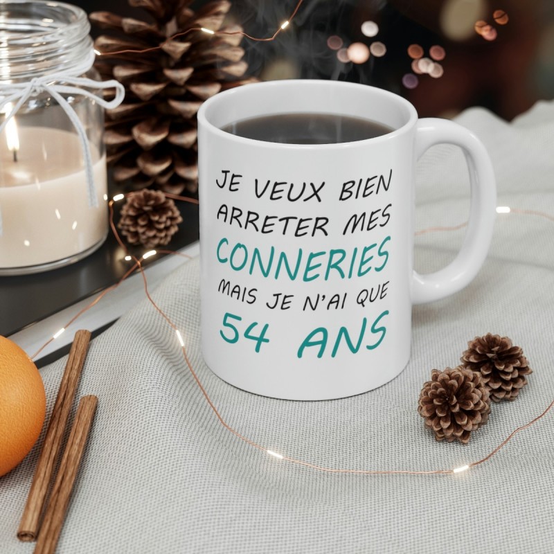 quotedazur - Mug Idée Cadeau 54 ans Homme Femme - Cadeau Anniversaire