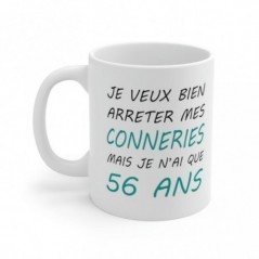 Mug Anniversaire 56 ans - Idée cadeau anniversaire homme ou femme - Tasse original humour rigolo fun