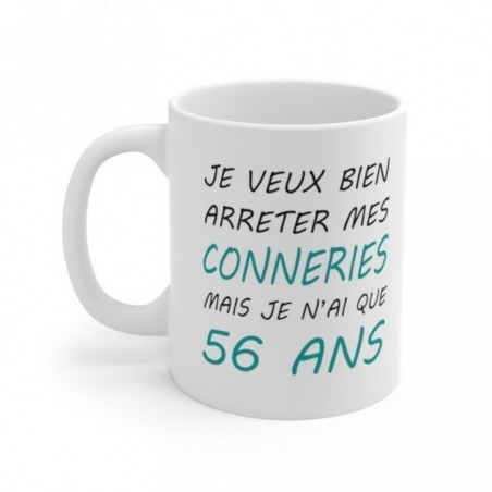 Mug Anniversaire 56 ans - Idée cadeau anniversaire homme ou femme - Tasse original humour rigolo fun