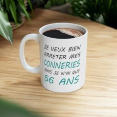 Mug Anniversaire 56 ans - Idée cadeau anniversaire homme ou femme - Tasse original humour rigolo fun