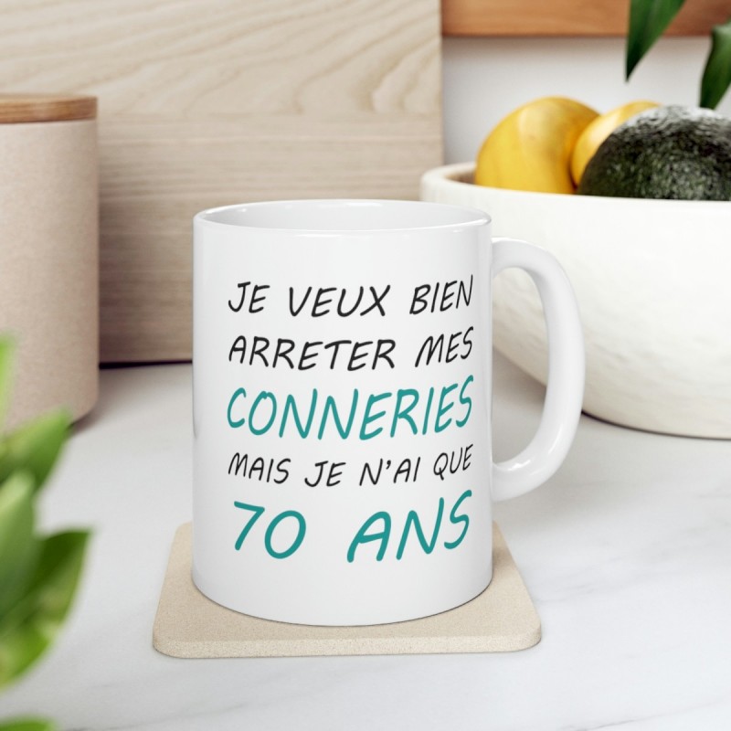 Mug Anniversaire 70 ans - Idée cadeau anniversaire homme ou femme