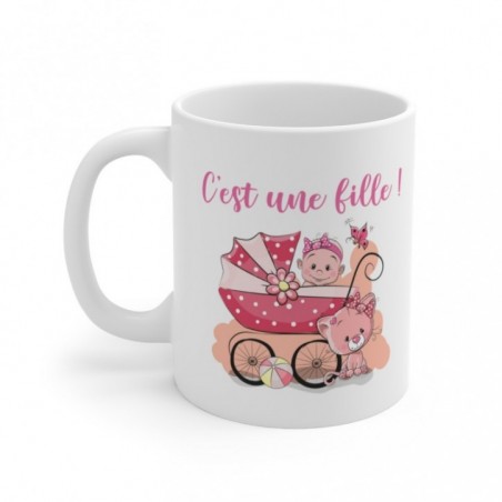 Mug C'est une fille - Idée cadeau - Tasse en céramique 