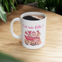 Mug C'est une fille - Idée cadeau - Tasse en céramique 