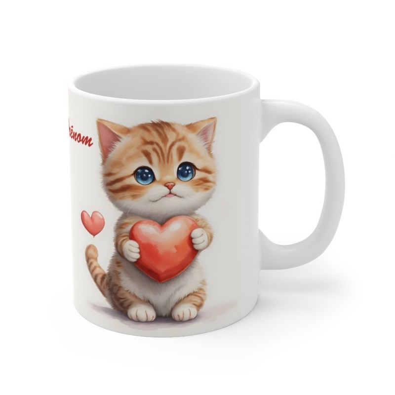 Mug Tête de Chat Nom Personnalisable - Animaux Personnalisable