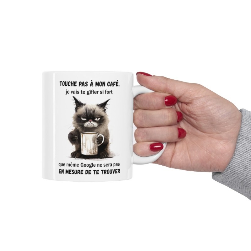Mug Chat - Touche pas à mon café - Idée cadeau - Tasse originale en  céramique humour Drôle Fun