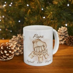 Mug La Famille personnalisable avec prénoms - Tasse personnalisée Papa avec 1 main d'enfants