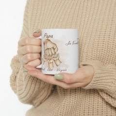 Mug La Famille personnalisable avec prénoms - Tasse personnalisée Papa avec 1 main d'enfants