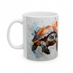 Mug Tortue aquarelle - Idée cadeau - Tasse originale en céramique Tortue modèle 3