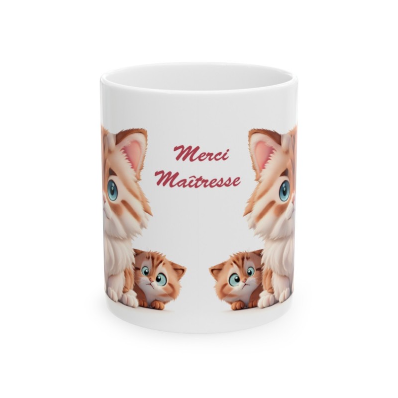 Mug Merci Maitresse Chats mignons - idée cadeau - tasse en céramique originale Maitresse