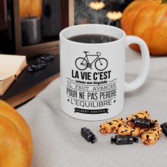 Mug Citation La vie c'est comme une bicyclette - Idée cadeau - Tasse en céramique - Humour Sympa Fun