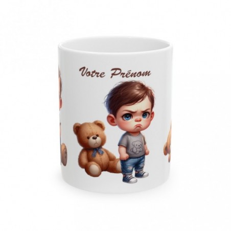 Mug personnalisé personnalisable Enfant Grincheux avec prénom ou petit texte - Idée cadeau - Tasse humour rigolo fun