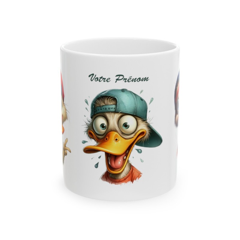 Mug personnalisé personnalisable Canard avec prénom ou petit texte - Idée cadeau - Tasse Humour Rigolo Fun