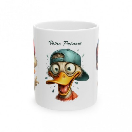 Mug personnalisé personnalisable Canard avec prénom ou petit texte - Idée cadeau - Tasse Humour Rigolo Fun