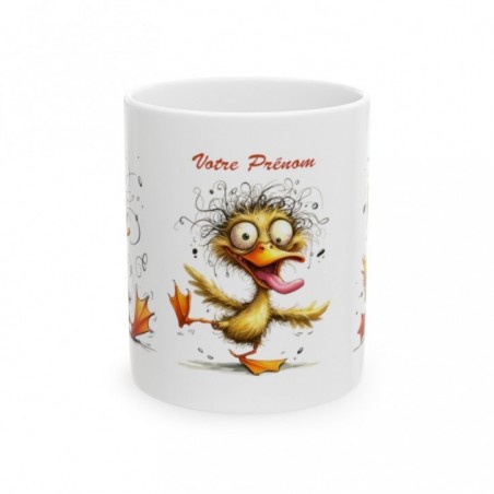 Mug personnalisé personnalisable Canard fou fou avec prénom ou petit texte - Idée cadeau - Tasse Humour Rigolo Fun