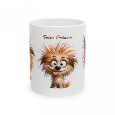 Mug personnalisé personnalisable Chien fou fou avec prénom ou petit texte - Idée cadeau - Tasse Humour Rigolo Fun