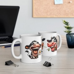 Mug Vache Sourire - Idée cadeau - Tasse en céramique - Humour Sympa Fun