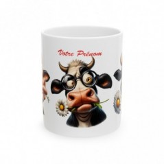 Mug personnalisé personnalisable Vache avec prénom ou petit texte - Idée cadeau - Tasse Humour Rigolo Fun