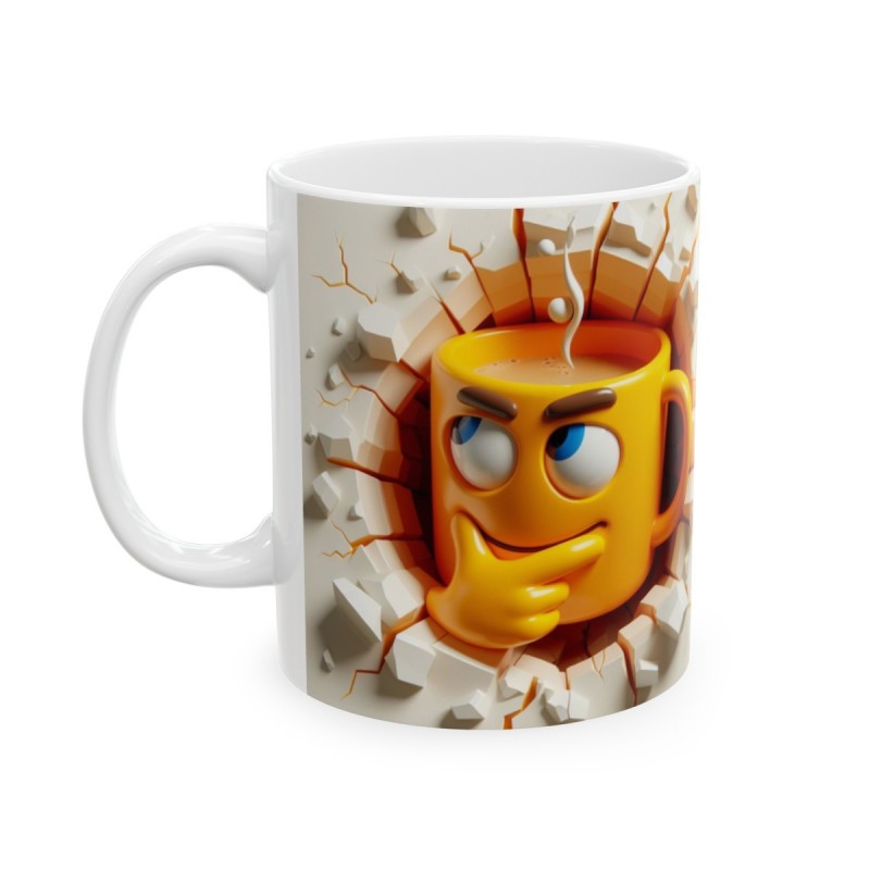 Mug 3D Emoji Penseur - Idée cadeau - Tasse en céramique - Humour Sympa Fun