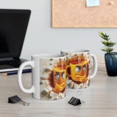 Mug 3D Emoji Penseur - Idée cadeau - Tasse en céramique - Humour Sympa Fun