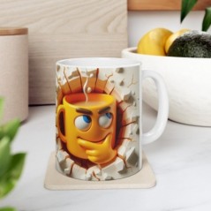 Mug 3D Emoji Penseur - Idée cadeau - Tasse en céramique - Humour Sympa Fun