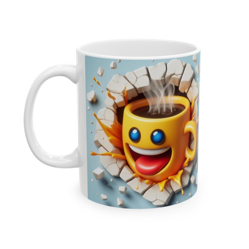 Mug 3D Emoji Content - Idée cadeau - Tasse en céramique - Humour Sympa Fun