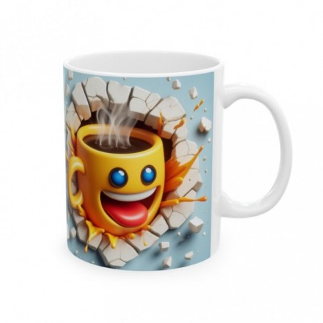 Mug 3D Emoji Content - Idée cadeau - Tasse en céramique - Humour Sympa Fun