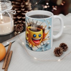 Mug 3D Emoji Content - Idée cadeau - Tasse en céramique - Humour Sympa Fun