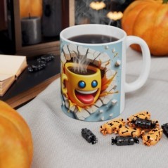 Mug 3D Emoji Content - Idée cadeau - Tasse en céramique - Humour Sympa Fun