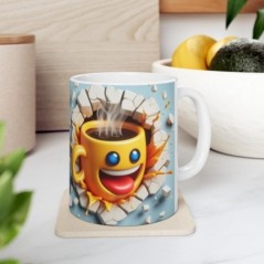 Mug 3D Emoji Content - Idée cadeau - Tasse en céramique - Humour Sympa Fun