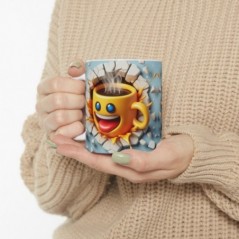 Mug 3D Emoji Content - Idée cadeau - Tasse en céramique - Humour Sympa Fun