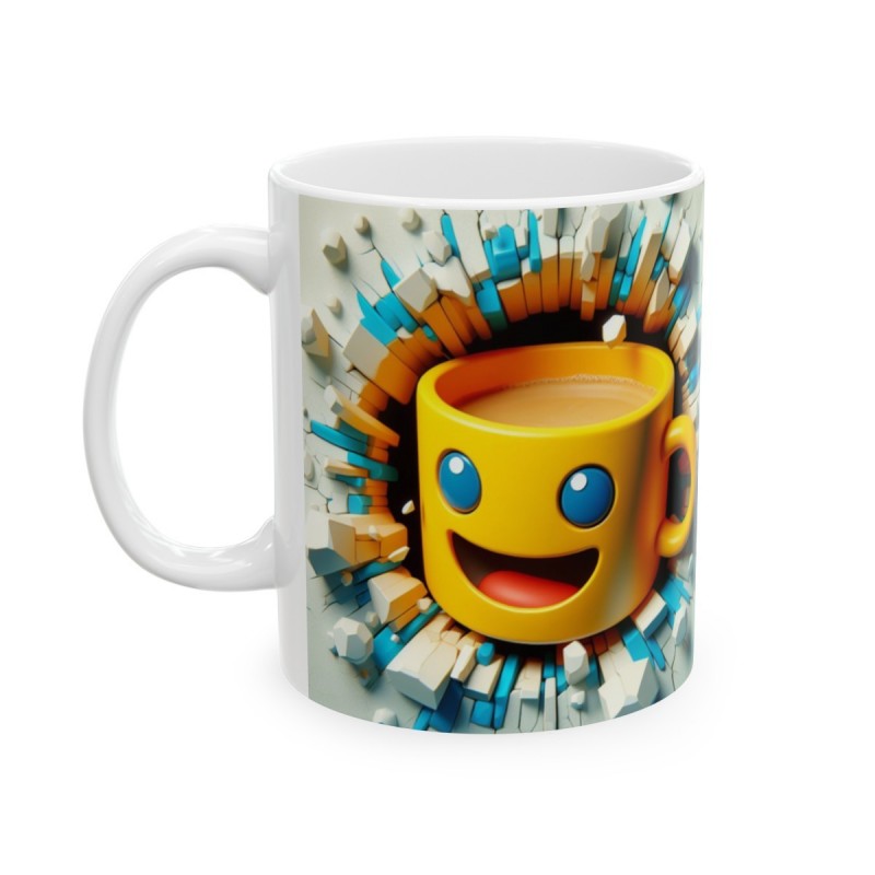 Mug 3D Emoji Joyeux - Idée cadeau - Tasse en céramique - Humour Sympa Fun