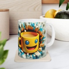 Mug 3D Emoji Joyeux - Idée cadeau - Tasse en céramique - Humour Sympa Fun