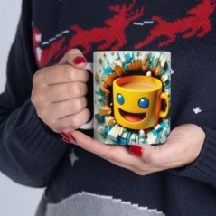 Mug 3D Emoji Joyeux - Idée cadeau - Tasse en céramique - Humour Sympa Fun