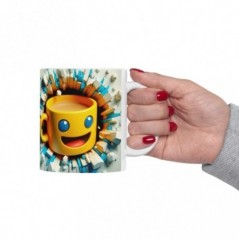 Mug 3D Emoji Joyeux - Idée cadeau - Tasse en céramique - Humour Sympa Fun