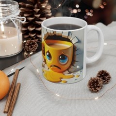 Mug 3D Emoji Triste - Idée cadeau - Tasse en céramique - Humour Sympa Fun