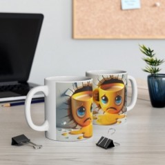 Mug 3D Emoji Triste - Idée cadeau - Tasse en céramique - Humour Sympa Fun