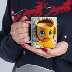 Mug 3D Emoji Triste - Idée cadeau - Tasse en céramique - Humour Sympa Fun