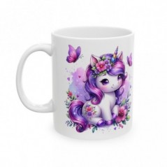 Mug Licorne fleurs papillons - Idée cadeau - Tasse originale en céramique